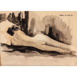 MAURICE CHARLES LOUIS VAN ESSCHE (1906 - 1977), RECLINING FEMALE NUDE, watercolour on paper,