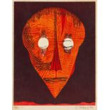CECIL EDWIN FRANS SKOTNES (1926 - 2009), MASK, colour woodblock print on paper, signed, dated '84,