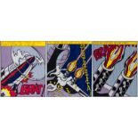 ROY LICHTENSTEIN (1923 - 1997), (AMERICAN), AS I OPENED FIRE, triptych lithograph on paper,