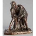 ELIZABETH JANE MACADAM (SOUTH AFRICAN: 1880 - 1976), SEATED ELDERLY MAN SMOKING A PIPE, bronze