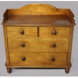 A 19th CENTURY ENGLISH CHEST OF DRAWERS, the moulded top with a gallery above two short and two long