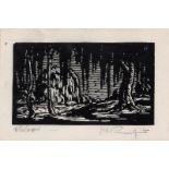JACOB HENDRIK PIERNEEF (1886 - 1957), WILLOW, linocut on paper, signed and titled in pencil, 65cm by