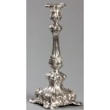 AN .800 STD GERMAN SILVER CANDLESTICK, 13 loth, removable wax pans with linen-fold rim, the stem and