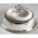 A MAPPIN & WEBB PRINCESS PLATE MEAT DOME, with removable snake-form handle, reeded body and an