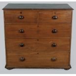 A VICTORIAN MAHOGANY CHEST OF DRAWERS, the rectangular moulded top above two short and three long