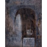 MARGOT HATTINGH (1951 - ), TWO ELEPHANTS, oil on board, signed, titled verso, 37cm by 48cm.