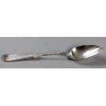A FRENCH SILVER BASTING SPOON, the spiral handle ending in beadwork, 98g, 27.5cm (length).