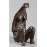 SYDNEY KHUMALO (SOUTH AFRICAN: 1930 - 2012), SEATED FEMALE FIGURE, bronze sculpture, signed, 23cm (