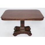 A VICTORIAN MAHOGANY TILT-TOP TABLE, the rectangular top with a moulded edge above a beaded