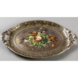 A 19th CENTURY FRENCH PORCELAIN TRAY, with superb decoration from the Sevres factory depicting a