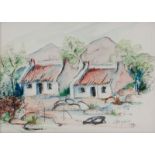 GREGOIRE JOHANNES BOONZAIER (1909 - 2005), FARM COTTAGES, mixed media on paper, signed and dated