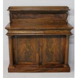 A WILLIAM IV MAHOGANY CREDENZA, the upper section with a single shelf, supported by cyma curved