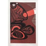 CECIL EDWIN FRANS SKOTNES (1926 - 2009), SHAKA SERIES - NATIONAL MOURNING, colour woodcut on