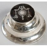 A GEORGE VI SILVER AND TORTOISEHELL INKWELL, SHEFFIELD 1934, MAKER'S MARKS INDECIPHERABLE, the