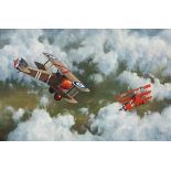 PETER GERD BILAS (AUSTRIAN: 1952 - ), BARON VON RICHTENHOF (RED BARON), oil on board, signed and