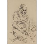 GREGOIRE JOHANNES BOONZAIER (1909 - 2005), SKETCH OF AN ELDERLY MAN, charcoal on paper, signed and