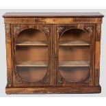 A VICTORIAN KINGWOOD CREDENZA, the upper-section with inlaid marquetry decoration above two oval