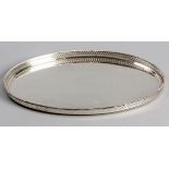 A .835STD SILVER TRAY, of oval-form, beaded rim, the border with cut-out decoration, plain well,