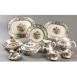 A COPELAND SPODE "CHINESE ROSE" DINNER SERVICE, comprising" of 16 dinner plates, 18 salad plates, 18