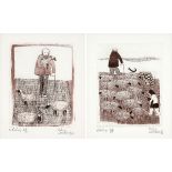 PIETER VAN DER WESTHUIZEN (1931 - 2008), SHEPHERD, etchings on paper, signed, dated '86 and numbered