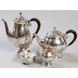 A FOUR PIECE CONTINENTAL .925STD SILVER TEA AND COFFEE SERVICE, BY BALTENSPERGER, comprising: of a
