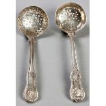 A GEORGE II SILVER SIFTING SPOON, LONDON 1737, MAKER'S MARKS INDECIPHERABLE, Old English pattern,