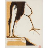 PIETER VAN DER WESTHUIZEN (1931 - 2008), FEMALE NUDE, colour woodcut proof on paper, signed and