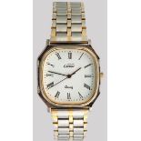 A MUST DE CARTIER TWO-TONE LADIES WRISTWATCH, a gilt and stainless steel case and bezel on a two-