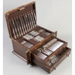 A TWELVE PLACE SILVERPLATE CUTLERY SET, comprising: of 12 dinner knves, 12 dinner forks, 12 salad