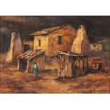 OTTO KLAR (1908 - 1994), RURAL COTTAGES, oil on board, signed, 27cm by 37.5cm.