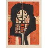 CECIL EDWIN FRANS SKOTNES (1926 - 2009), ABSTRACT FIGURE, colour woodcut on paper, signed, dated '72