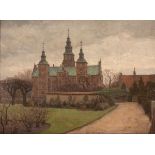 AXEL JOHANSEN (DANISH: 1872 - 1938), ROSENBERG CASTLE, signed, 30cm by 40cm.