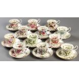 A ROYAL ALBERT "FLOWERS OF THE MONTHS" PATTERN 12 PLACE TEA SERVICE, comprising: of twelve cups