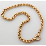 A 9CT YELLOW GOLD NECKLACE DESIGNED BY UNOAERRE, the gold circular link chain ending in a spring-