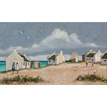 DAVID JOHANNES BOTHA (921 - 1995), FISHERMEN'S COTTAGES, oil on board, signed and dated '92, 20cm by