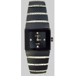 A RADO JUBILE CERAMICA LADIES WRISTWATCH, with black ceramic case and bezel on a ceramic and steel