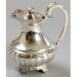 A VICTORIAN SILVER COFFEE POT, LONDON 1860, EDWARD BARNARD & SONS, the hinged top with a removable