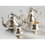 A GEORGE V FOUR PIECE PIECE SILVER TEA AND COFFEE SERVICE, SHEFFIELD 1929, S & W LTD., comprising of