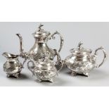 A FOUR PIECE SILVERPLATE TEA AND COFFEE SERVICE, BY JOHN TURTON, SHEFFIELD, ENGLAND, comprising a
