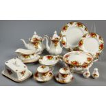 A ROYAL ALBERT "OLD COUNTRY ROSES" DINNER, TEA AND COFFEE SERVICE, comprising: 10 dinner plates, 9
