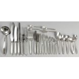 AN ASSEMBLED SET OF SILVERPLATE CULNARIA PATTERN FLATWARE, ELKINGTON, comprising: 24 dinner