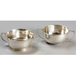 A GEORGE VI SILVER TWIN-HANDLE SUGAR BASIN, BIRMINGHAM 1936, ADIE BROTHERS, the circular plain