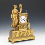 An Empire Gilt Bronze Figural Mantel Clock