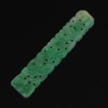 Chinese Finely Carved Natural Green Jadeite Ornament