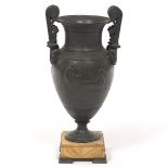 Neoclassical Style Patinated Metal Vase and Marble Base, ca. 19th Century