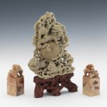 Three Carved Soapstone Sculptures