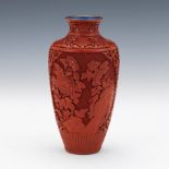 Red Cinnabar Vase Over Enamel