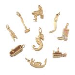 Group of Nine Gold Charms