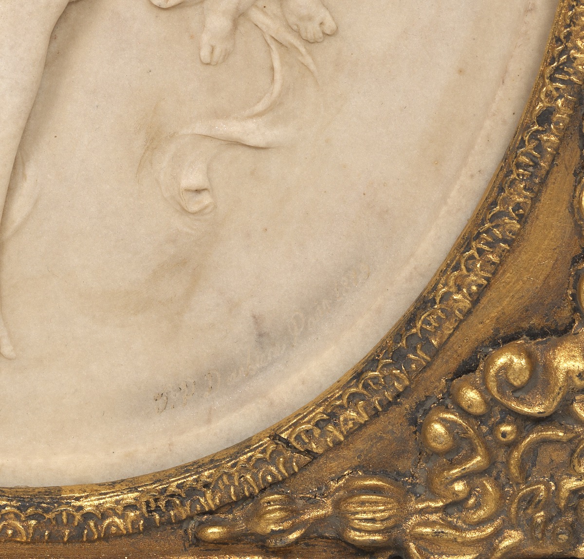 Two French Stone Cameo Oval Plaques in Fancy Frames, T.P. Danbiene Paris 1889 - Image 3 of 8