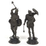 Pair of Patinated Spelter Warriors